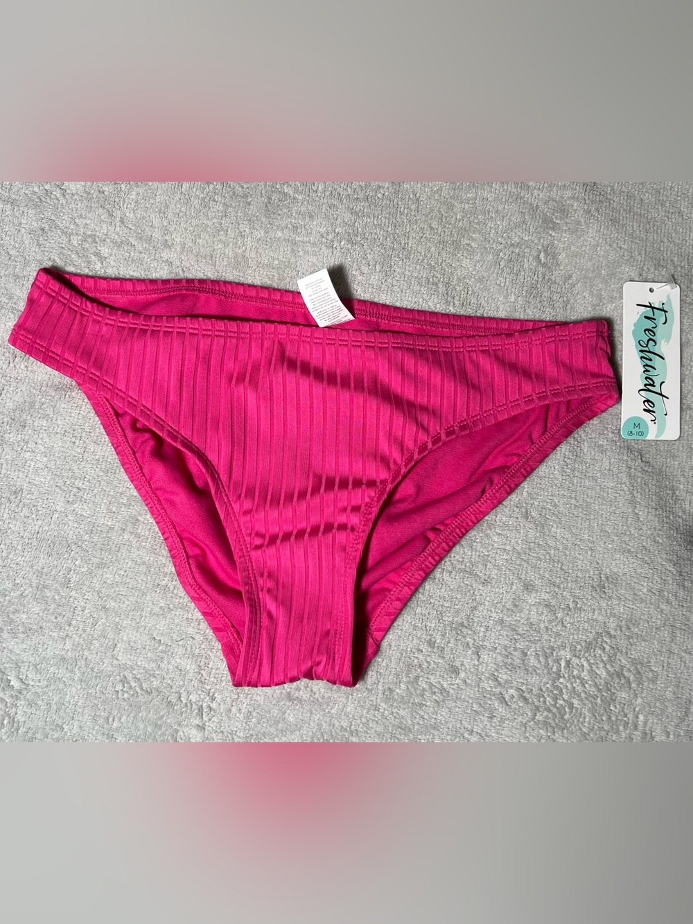 NWT! Freshwater Ribbed Bikini Bottom in Hot Pink